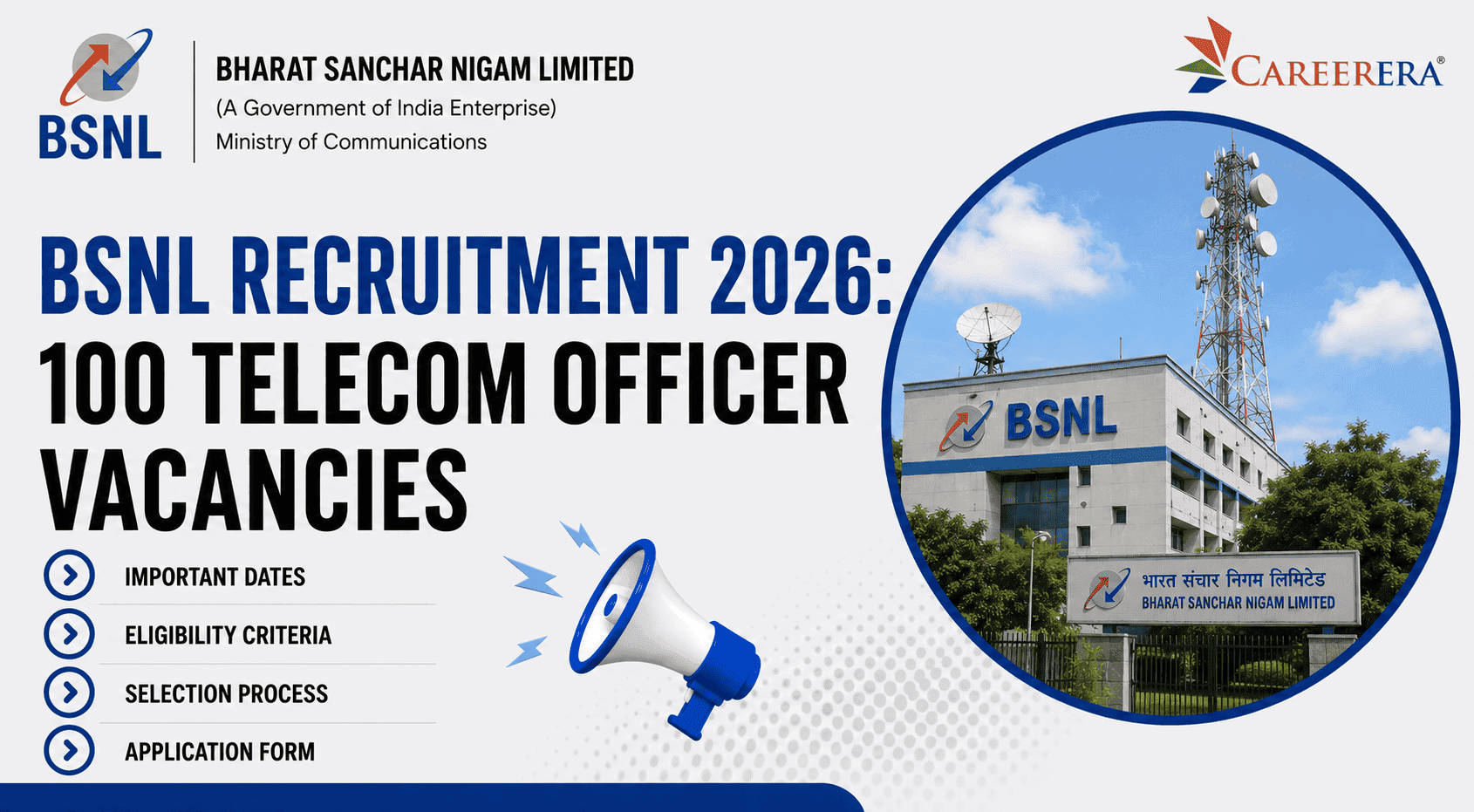 BSNL Recruitment 2026: 100 Telecom Officer Vacancies