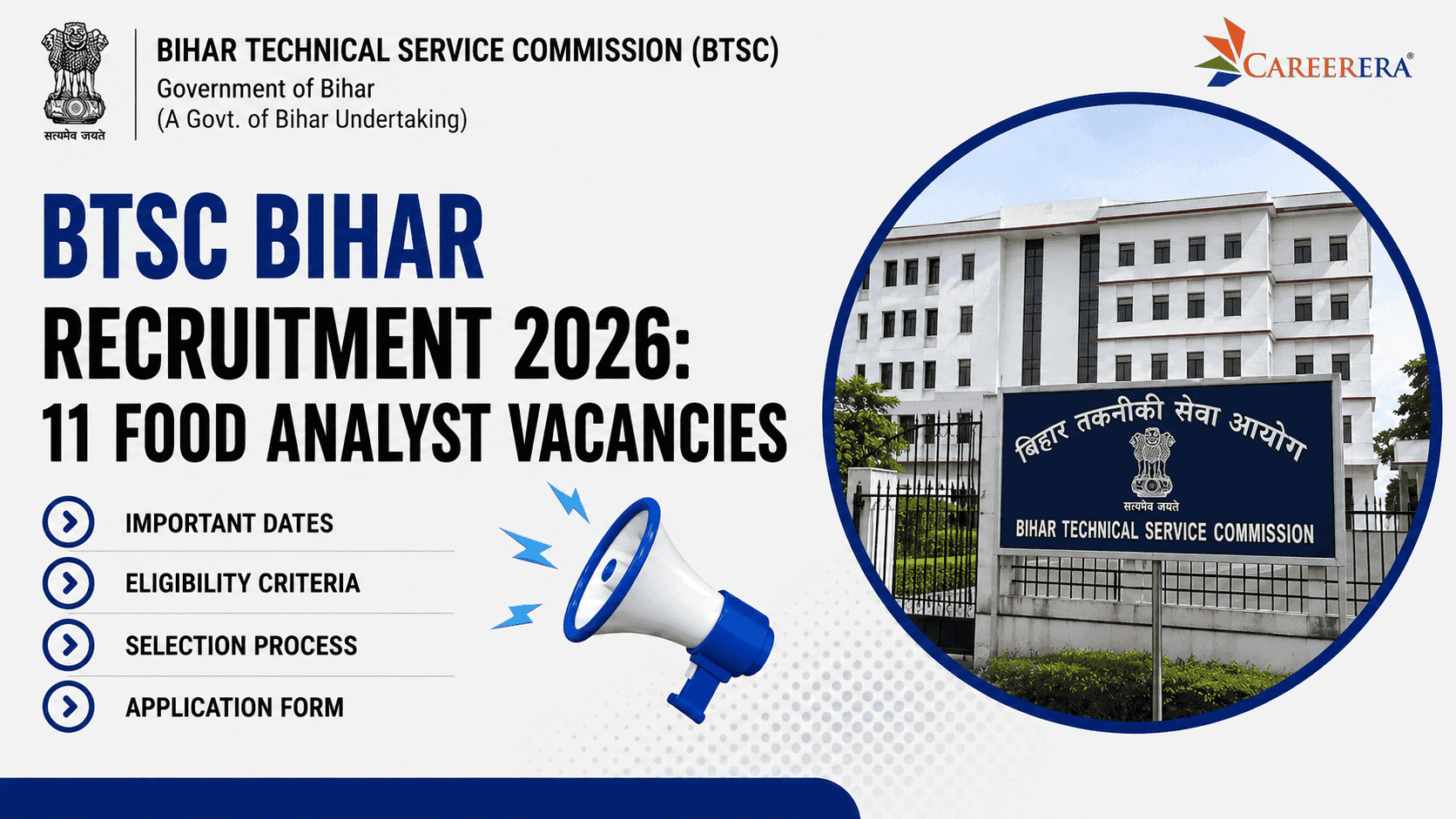 BTSC Bihar Recruitment 2026: 11 Food Analyst Vacancies
