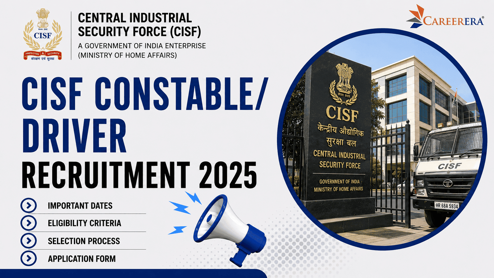 CISF Recruitment 2025: 1124 Constable Driver Vacancies