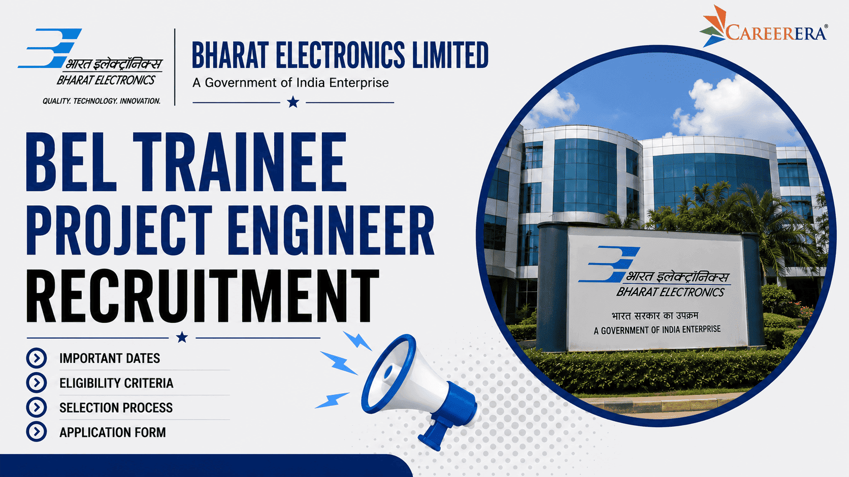 BEL Trainee Project Engineer Recruitment 2024-25 Notification