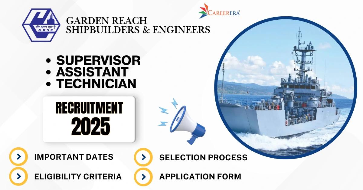 GRSE Ltd. Recruitment 2025: Supervisor, Assistant and Technician Vacancies
