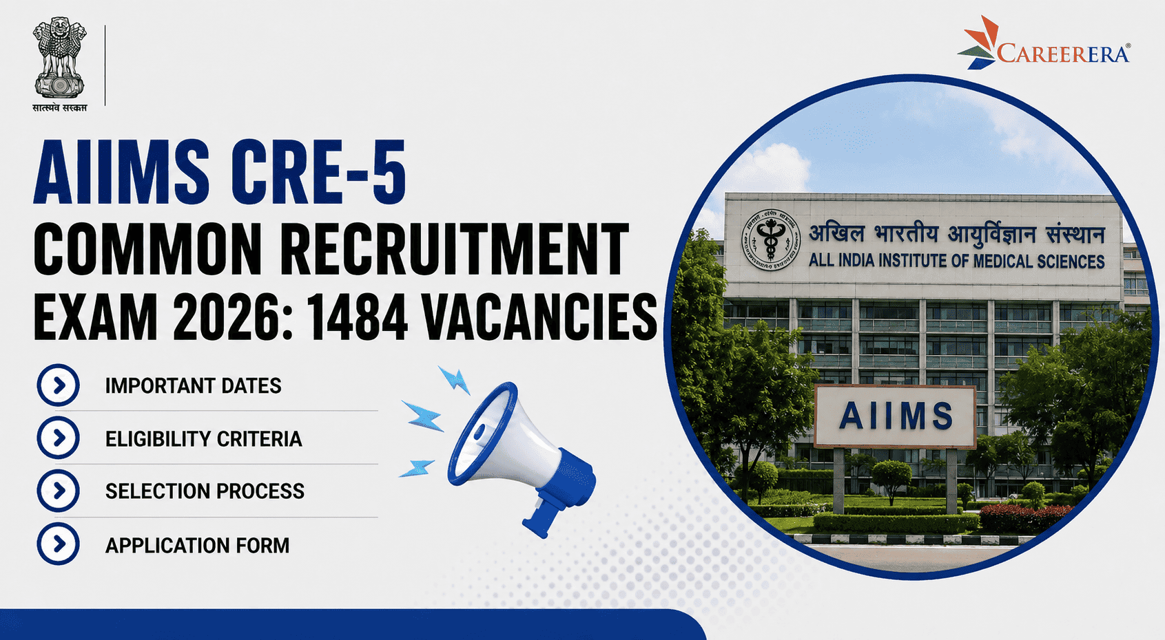 AIIMS CRE-5 Common Recruitment Exam 2026: 1484 Vacancies
