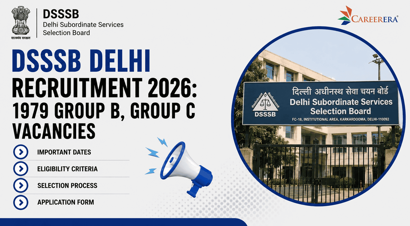 DSSSB Delhi Recruitment 2026: 1979 Group B, Group C Vacancies