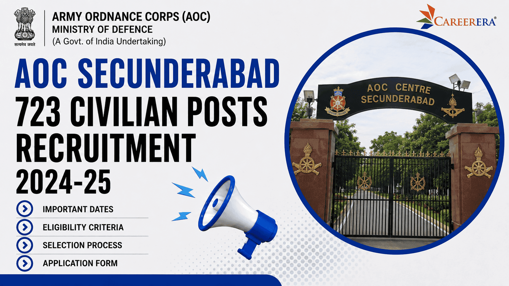 AOC Secunderabad Recruitment 2024-25: 723 Civilian Posts at Various Units/ Depots