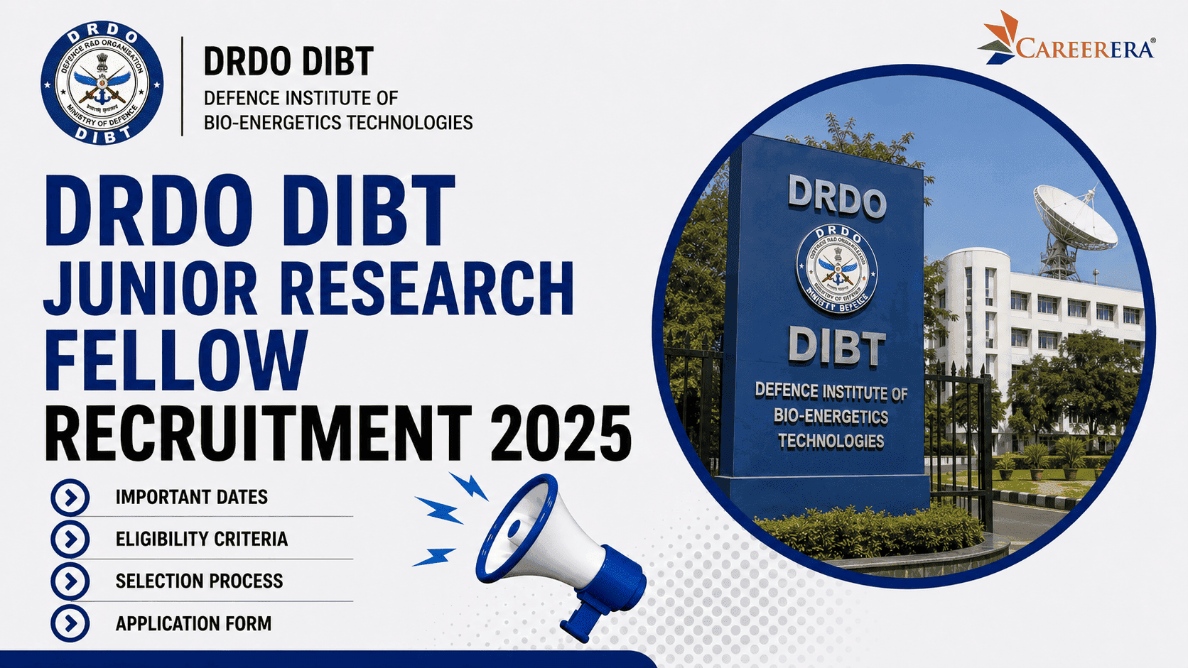 DRDO DIBT Junior Research Fellow Recruitment 2025 Application Form