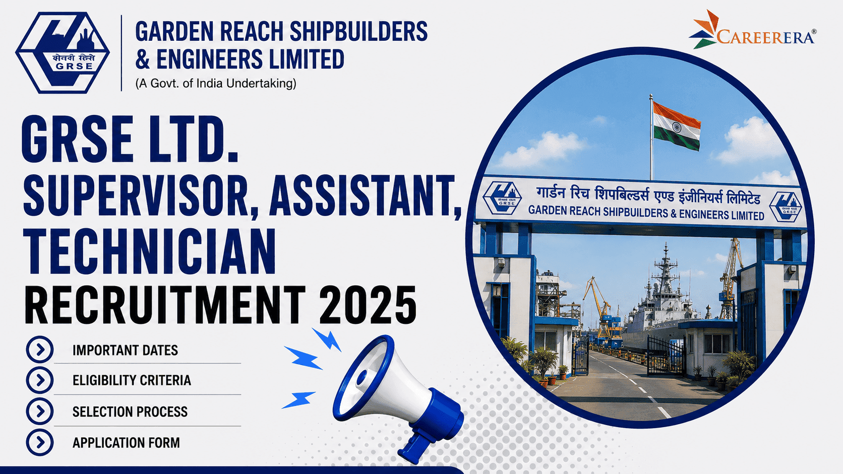 GRSE Ltd. Recruitment 2025: Supervisor, Assistant and Technician Vacancies
