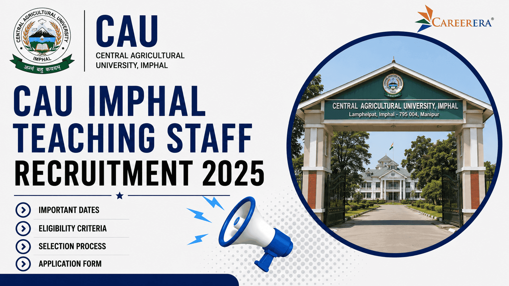 CAU Imphal Teaching Staff Recruitment 2026